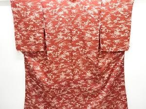 大正ロマン　流水に小舟・樹木模様着物